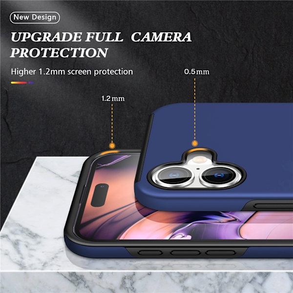 Til iPhone 17 Finger Ring Kickstand Hybrid Taske Blue
