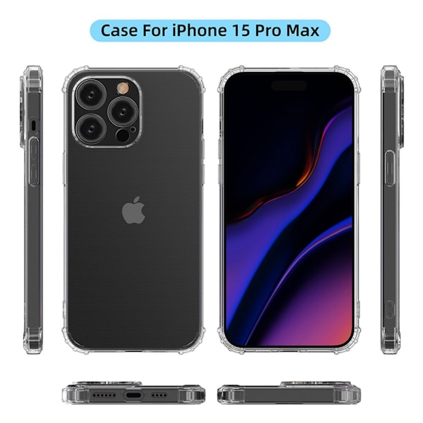 För iPhone 15 Pro Max Skal Fodral TPU Baksida Telefonfodral Transparent