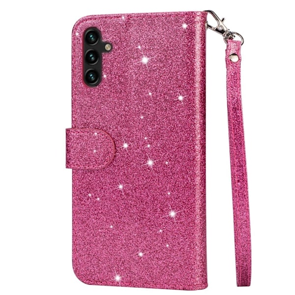 For Samsung Galaxy A56 5G Stående Glitterdeksel med Glidelåslomme - Rose Pink