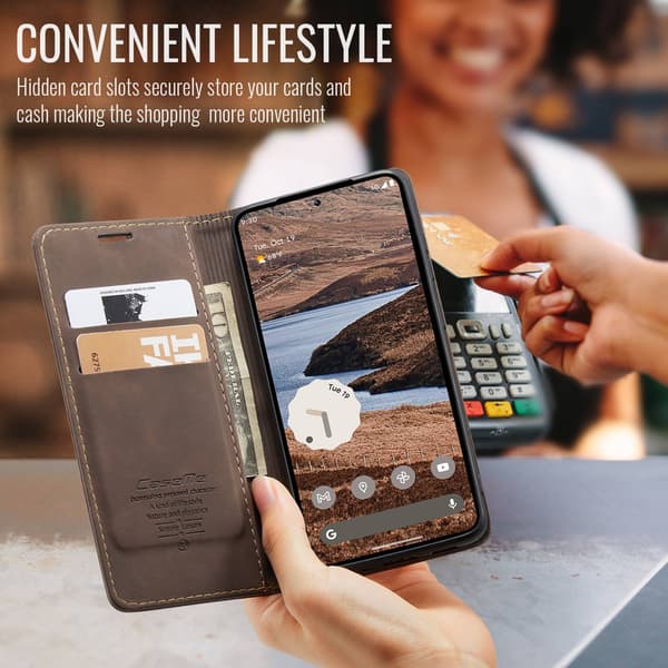 CASEME För Google Pixel 10A Fodral Stativ Telefonfodral - Coffee Mörkbrun