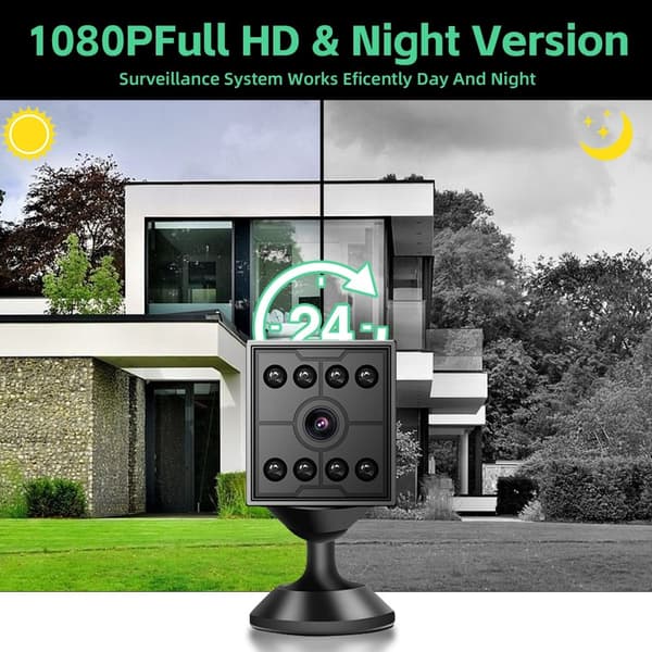 WiFi HD Mini Nattsynskamera Fjernovervåking Bevegelsesdeteksjon Sikkerhetskamera Black