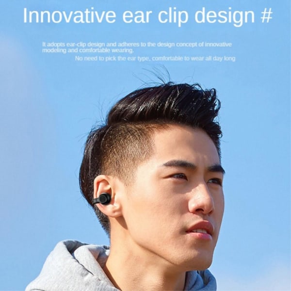 Clip-On Öra Bluetooth 5.3 headset brusreducerande trådlös hörlur Svart