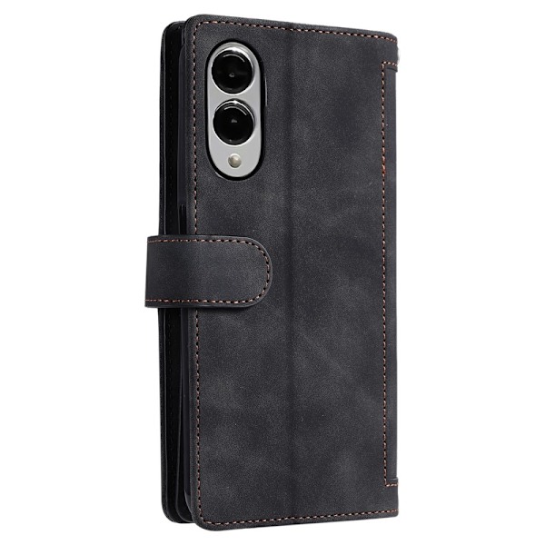 Til Samsung Galaxy S25 Edge Etui med Lynlåslomme og 9 Kortlommer Black