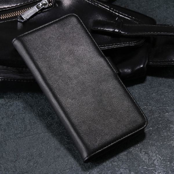 Huawei Honor 9 aitoa nahkaa lompakkoa puhelimen kuori jalustalla Black