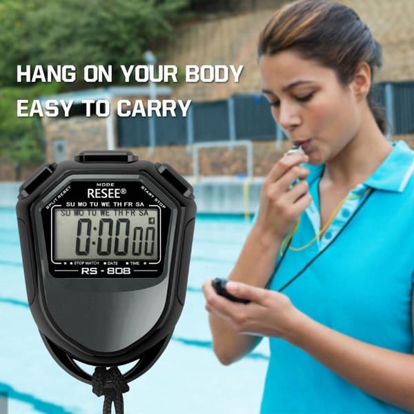 RESEE Stopur LCD - skærm Timer Svømning Løb Sport Black