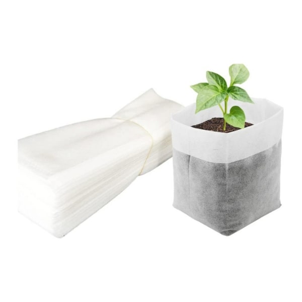 100 planteposer i flat stoff, 16x20cm / Topp: 10x15cm White