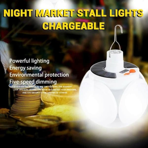 Solar Camping Lanterna Lampa Tält Uppladdningsbar Fjärrkontroll Vit