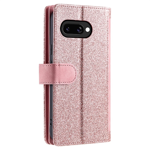 Til Google Pixel 9A Etui med Lynlåslomme og 9 Kortlommer – RoseGold Pink gold