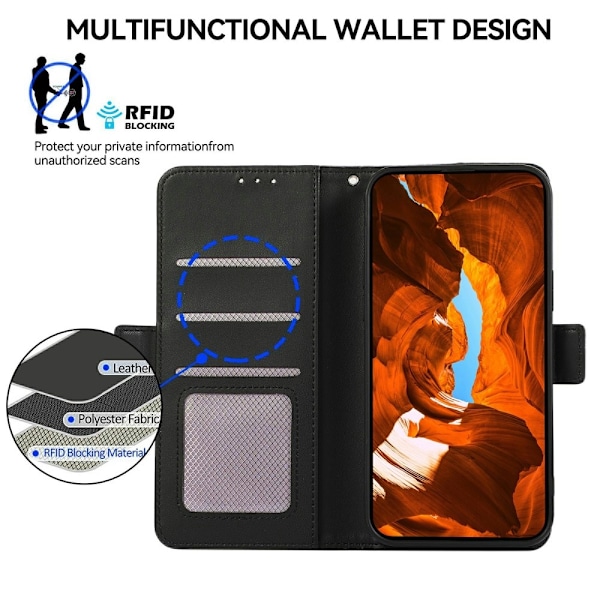 ABEEL För Sony Xperia 1 VII Fodral Plånboksfodral Skal Telefonfodral RFID-blockerande Svart