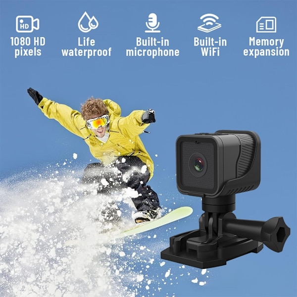 1080P HD Vattentät Utomhussport Cykelkamera WiFi Video Recorder Kamera Svart