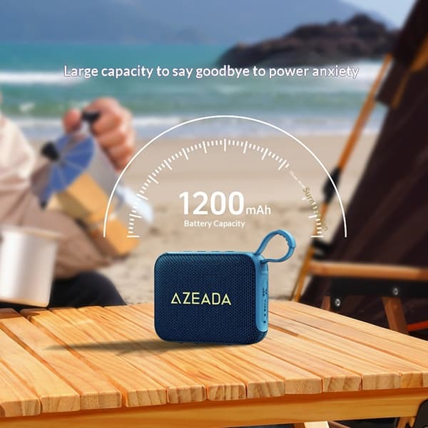 AZEADA 5W Bluetooth-kaiutin, vedenpitävä ulkokaiutin, subwoofer ja hihna Black