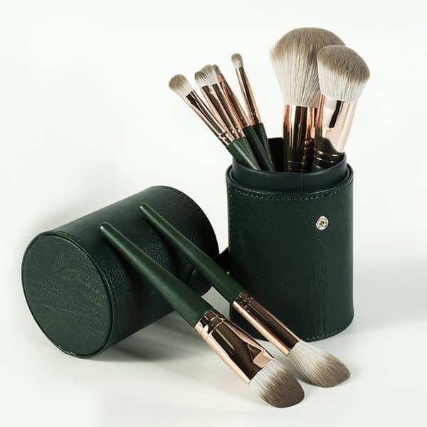 14 st Makeup Brush Set Foundation Powder Concealer Borstar Borsthållare Grön