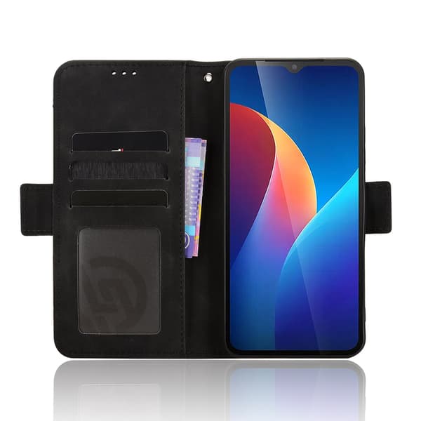 Til TCL K70 SE 4G Pung Cover med Kortholder og Stander Sort sort