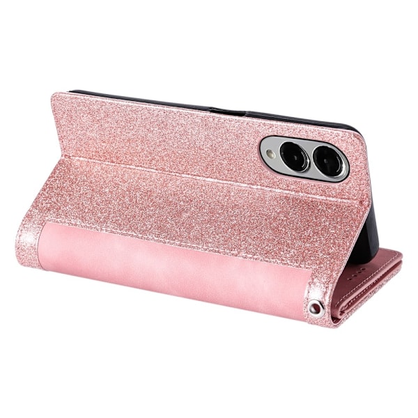 För Samsung Galaxy S25 Edge Fodral med Dragkedja och 9 Kortplatser Rosa