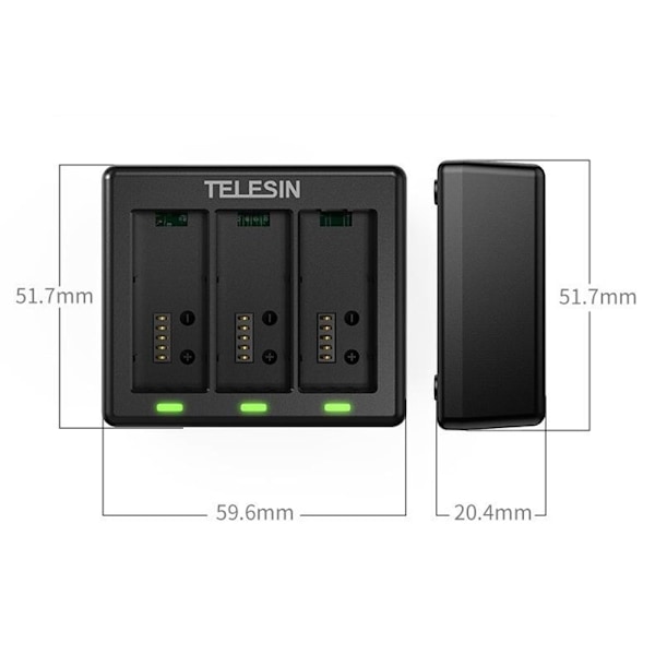 TELESIN S0-BCG-1 Til GoPro Hero 13 Batterioplader Dock Base 3 Opladningsboks Black