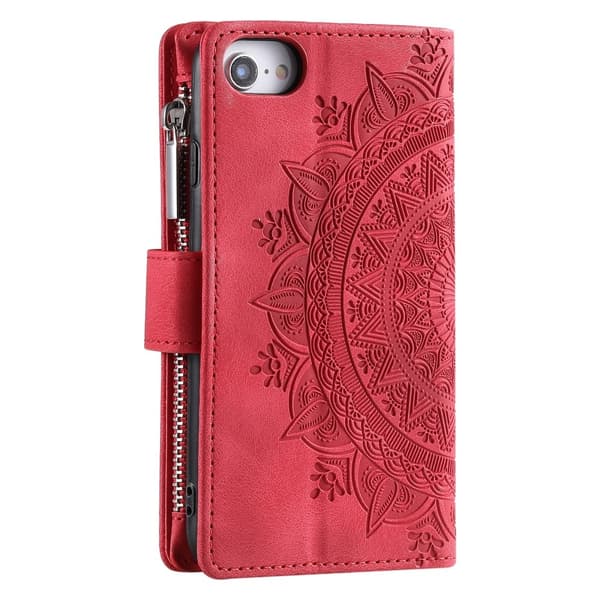 Til iPhone 17e / 16e tegnebogscover Cover Shell Mandala Blomstermønster Red