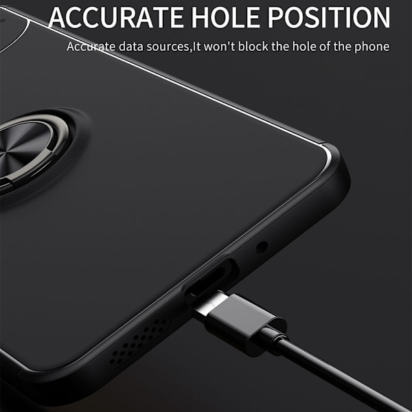 Hybrid-deksel med fingerreim og metallplate for Xiaomi Redmi 13C Black