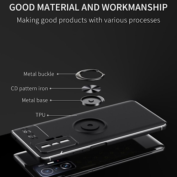 Sormirenkaan tukijalkakotelo Xiaomi 11T/11T Prolle Black
