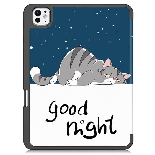 Etui for iPad Pro 11 (2024) med tredelt stativ, tablettdeksel med pennholder - Katt Multicolor