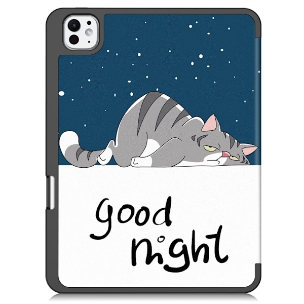 Til iPad Pro 11 (2024) Etui Tre-fold Stativ Tablet Cover med Pen Holder - Cat Multicolor