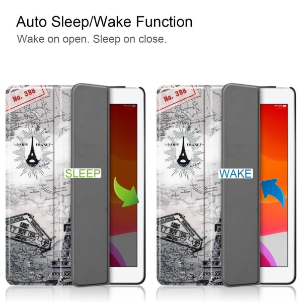 Apple iPad 10.2 Pattern PU Trifoldet Stand Tablet-etui - Kort Multicolor