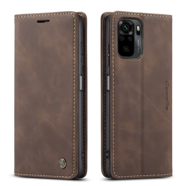 CASEME Retro tegnebog taske til Xiaomi Redmi Note 10 4G/Note 10S - Kaffe Brown