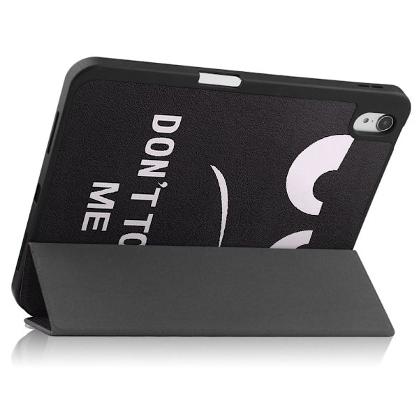Tri-fold Stand Case for iPad 10.9 (2022) Tablet Cover Pen Holder - Don't Touch Me Black