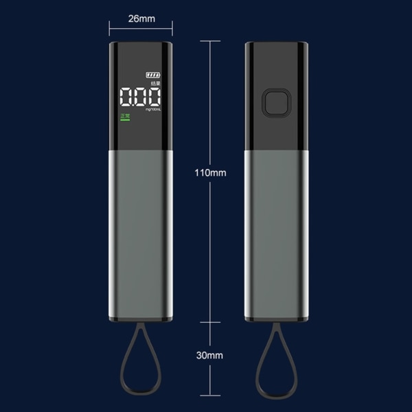 Alkometer alkoholtestare Digital Display Bärbar alkotestare Black