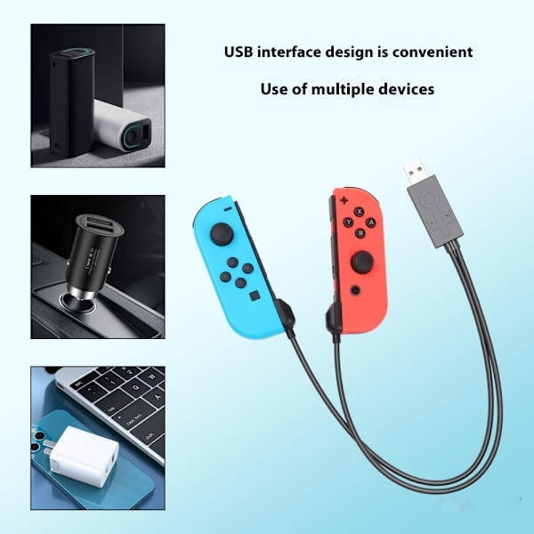Opladerkabel kompatibelt med Nintendo Switch OLED Joy-Con Controller 2 i 1 USB Black