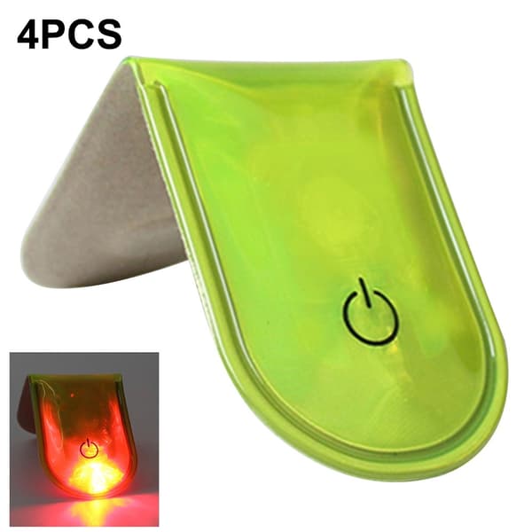 4 stk LED-lys Magnetiske klips Sikkerhet Løping Natt Campingaktiviteter - Fluorescerende Green