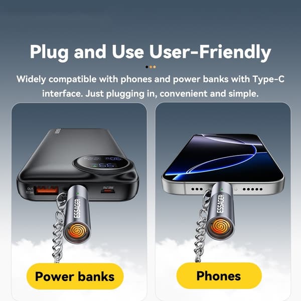ESSAGER USB-C cigarettändare tändare automatisk avstängning Silver
