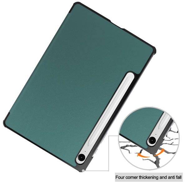 Tri-fold Smart-etui med stativ for Samsung Galaxy Tab S9 FE Green