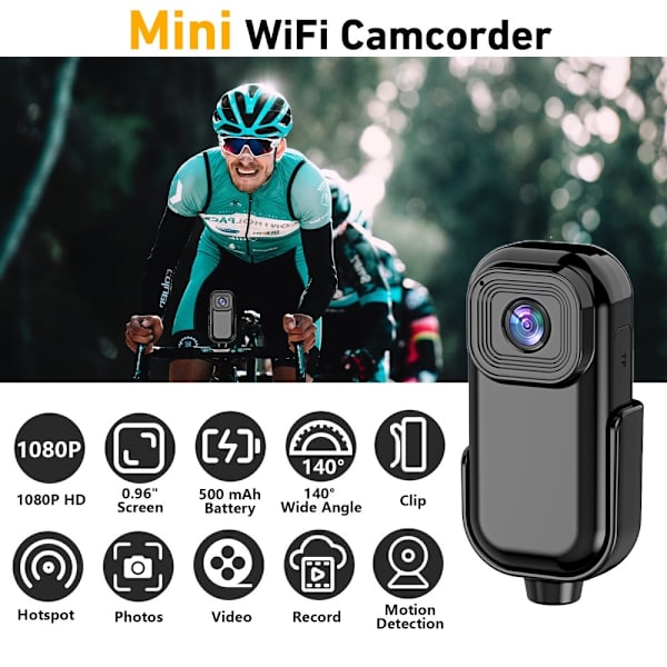1080P Mini Kamera Action Cam Sport DV Videoopptak Lomme Black