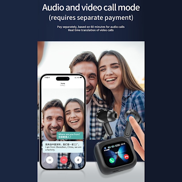 Översättare 150 språk Translation Smart Voice Bluetooth In Ear-hörlurar - Vit Vit