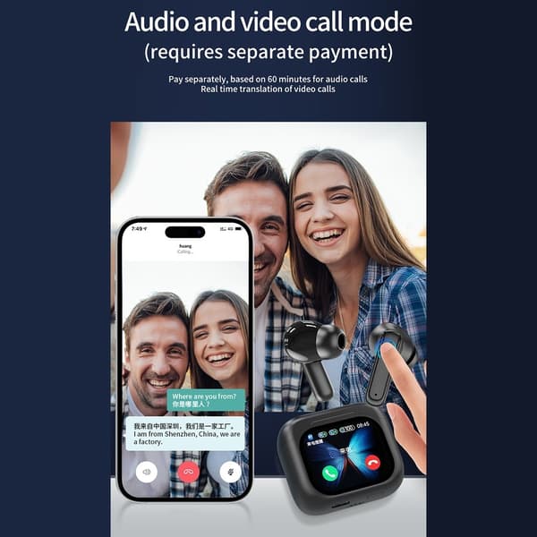 Oversetter 150 Språk Oversettelse Smart Voice Bluetooth In Ear-hodetelefoner - Hvit White