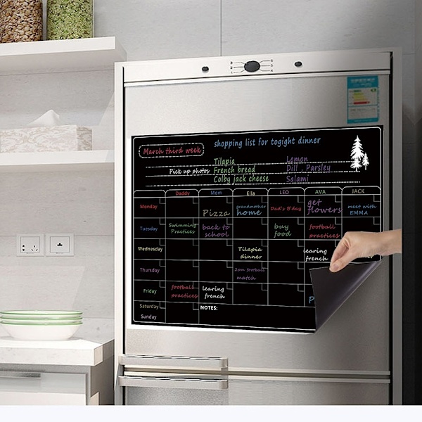 Magnetisk kalender veckovis månad schema Planerare lista Svart