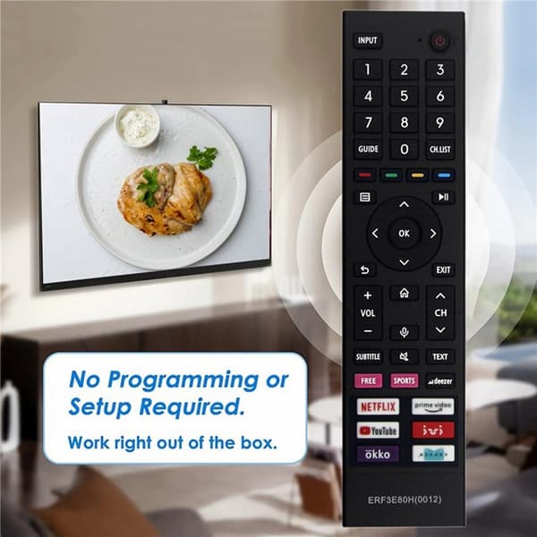 Fjernkontroll erstatning ERF3E80H for Hisense TV (støtter ikke talefunksjon) Black