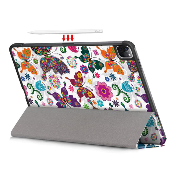 Apple iPad Pro 11 (2020) Slim fit tri-fold fodral - Butterflies and Flowers Grön