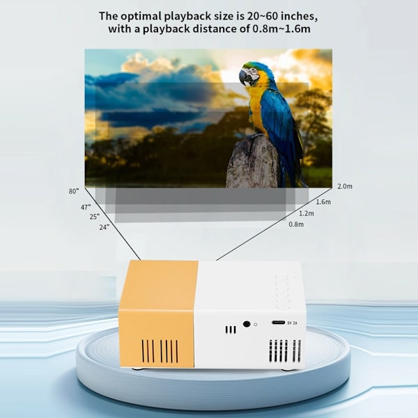 Projektor Hemmabio HD Bärbar LED-projektor Skärmspegling Stöder 1080P Vit