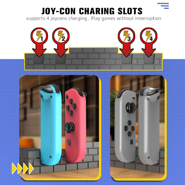Kompatibel med Nintendo Switch OLED Joy-Con Controller Ladestasjon Red