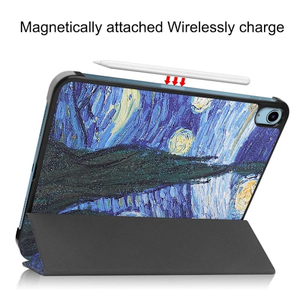 Apple iPad 10.9 2022 Slim fit tri-fold fodral - Painting multifärg