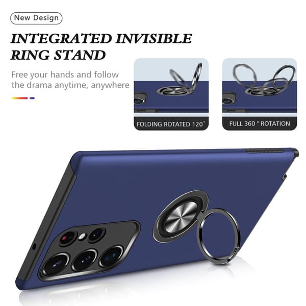 Til Samsung Galaxy S25 Ultra Hybrid Deksel Med Fingerring Blue