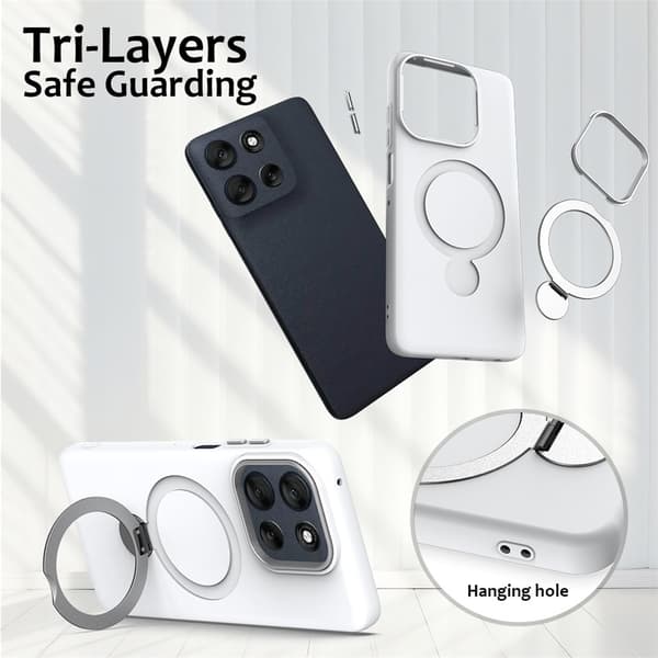 Magnetisk deksel med roterende ring for Motorola Edge 70 5G White