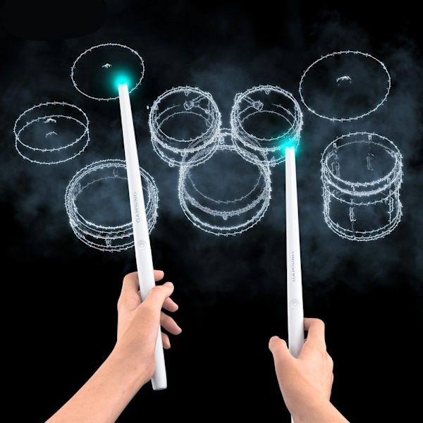 GAMSING Air Drum Set with Bluetooth Speaker Sticks Portable Drumstick Playset White