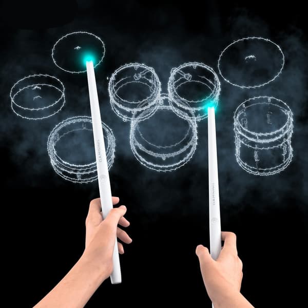 GAMSING Air - trommesæt med Bluetooth - højttalersticks Bærbart trommestik - legesæt White