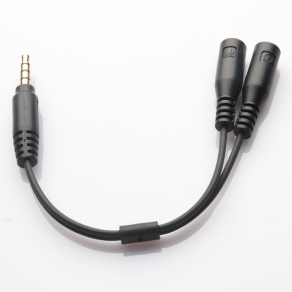 3,5 mm:n stereoääni uros-2 naaraskuulokkeiden/mikrofonin jakajakaappi Black