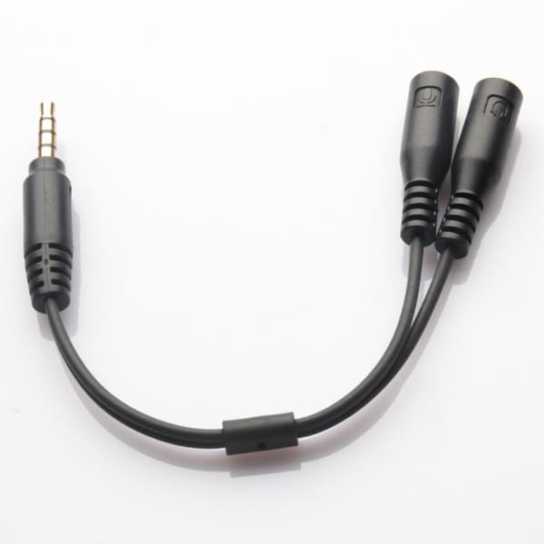 3,5 mm stereolyd mannlig til kvinnelig hodetelefon og mikrofonsplitteradapter Black