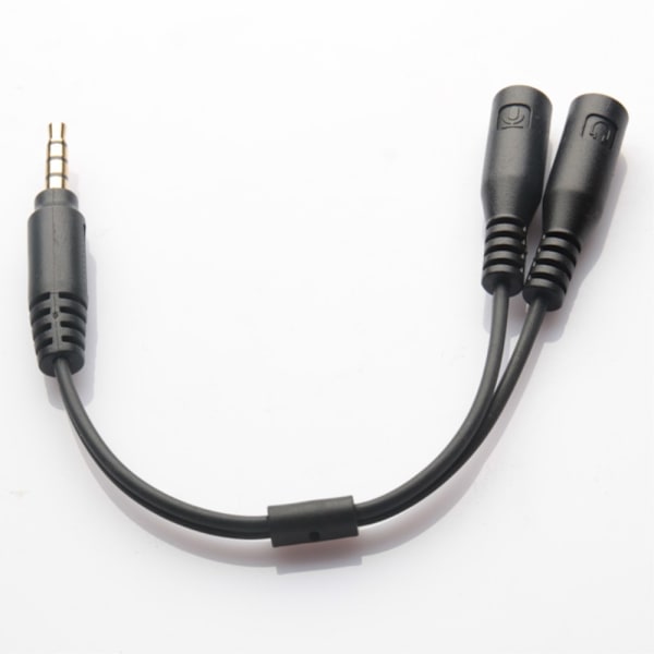 3.5mm Stereo Audio hane hona Hörlurs & Mic Splitter Adapter Svart