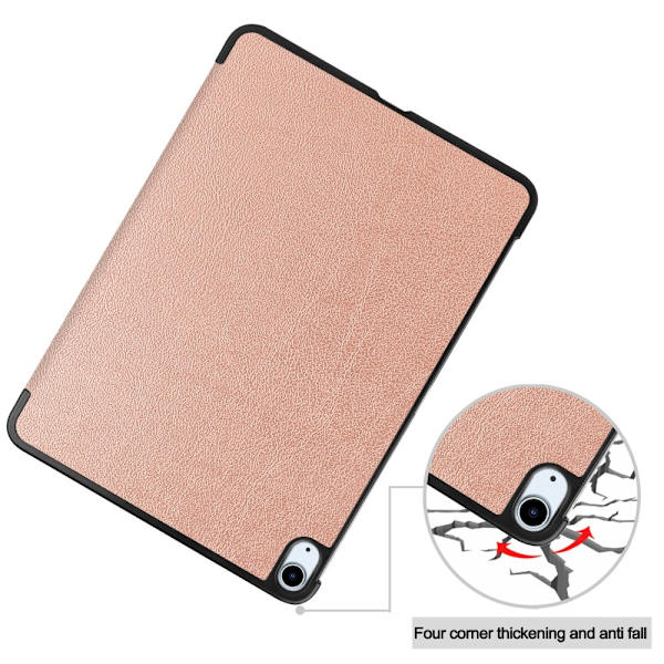 iPad Air 11 (2024) Kotelo Auto Herää / Nuku Kolminkertainen Taittojalusta Tabletin Suoja - RoseGold Pink gold