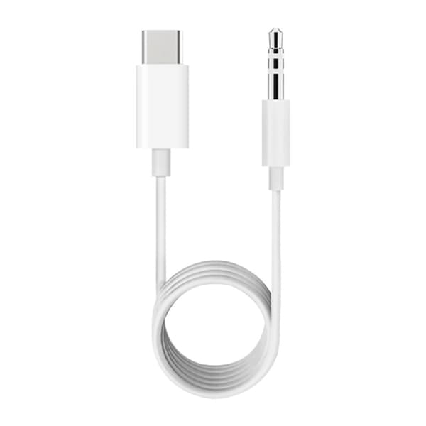 USB-C til 3,5 mm lydadapterkabel (AUX) for analog overføring White